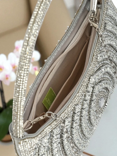 Royalfashion Damen Clutch Handtasche mit Zirkonia Sova Glint