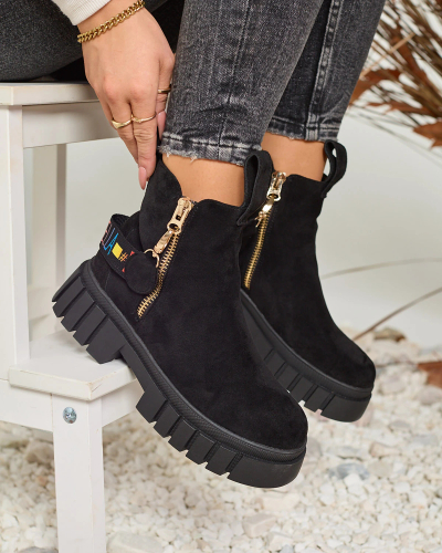 Royalfashion Schwarze Damenstiefel aus Öko-Wildleder von Poirop