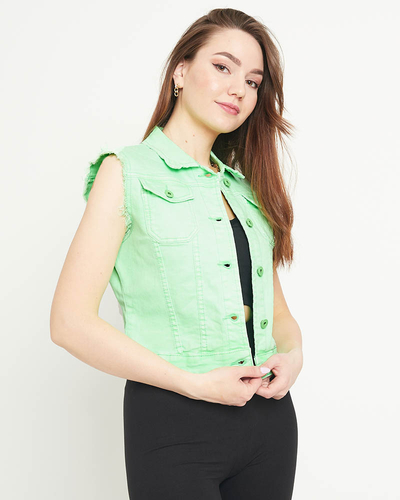 Grüne Jeansweste für Damen - Kleidung