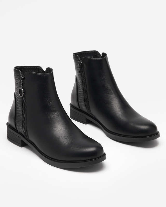 Schwarze Damenstiefel a'al Chelsea Boots mit Prägung Lodik - Schuhe