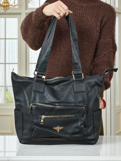 Damen Shopper Handtasche Öko Leder gesteppt Marvaya