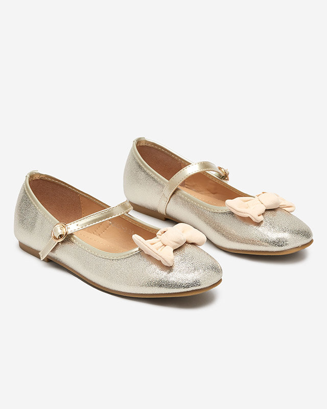 Goldene Ballerinas für Mädchen mit Gürtel von Mosup-Schuhen