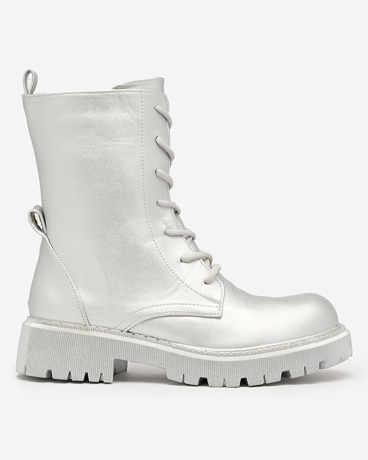 Royalfashion Damen Schnürstiefel in Silber Vacavva