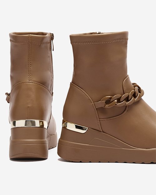 Світло-коричневі жіночі чоботи на якорі з ланцюжком Fefricca- Footwear