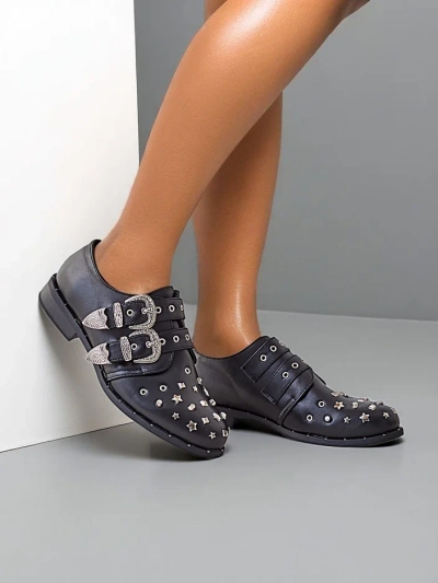 Royalfashion Damen-Low-Schuhe mit Nieten und Schnallen Goffel