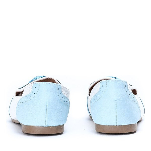 Błękitno-ecru mokasyny stylizowane- Obuwie