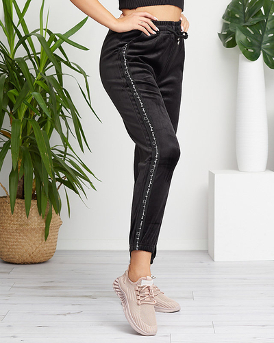 Schwarze Treggings für Damen mit Streifen - Kleidung