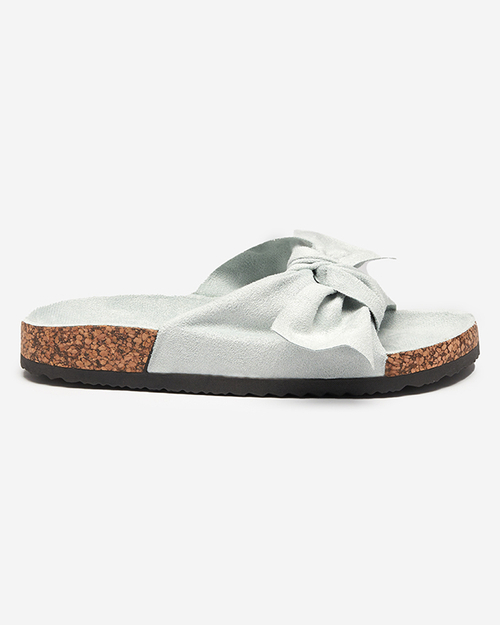 Блакитні жіночі шльопанці з бантом Ewerka