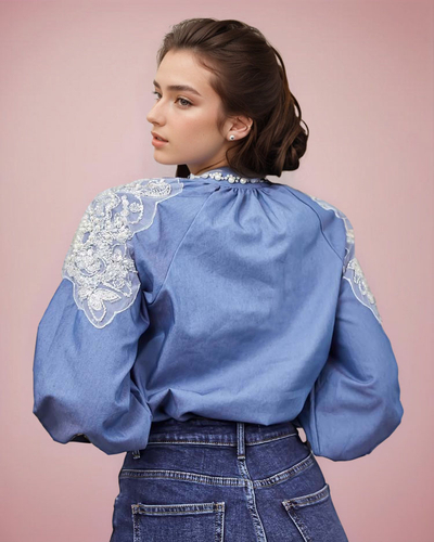 Royalfashion Damenhemd mit Zirkonen