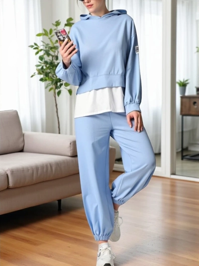 Royalfashion Damen Baumwollset mit einem Hemdeinsatz