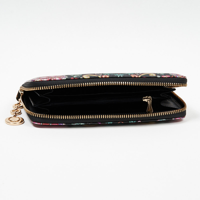 Große schwarze Damengeldbörse mit Blumenmuster - Accessoires