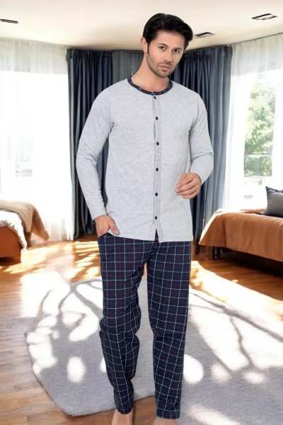 Royalfashion Herren Karo Baumwollpyjama