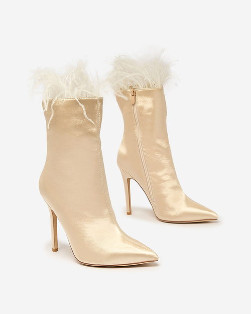 Royalfashion Бежеві жіночі чоботи з пір'я Wenelika