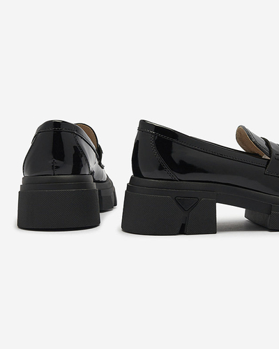 Schwarz lackierte Mokassins für Damen Tygriss- Footwear
