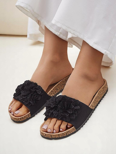 Royalfashion Damenslides mit floralen Akzenten Occes