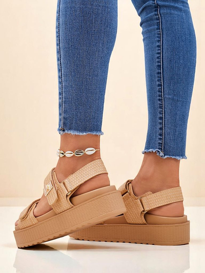 Damen Sandalen Royalfashion Beige Lavinia mit Plateau – bequemer Sommer