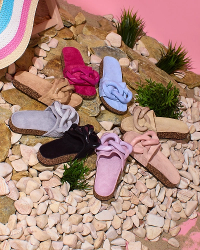 Royalfashion Damen Flip-Flops mit Kunststoffkette in camel Opixi