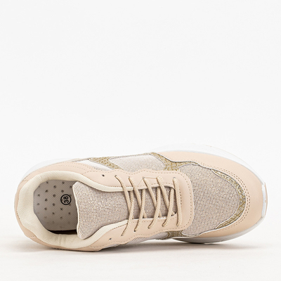 Beige Turnschuhe für Damen mit verdecktem Keilabsatz Waqsy - Footwear