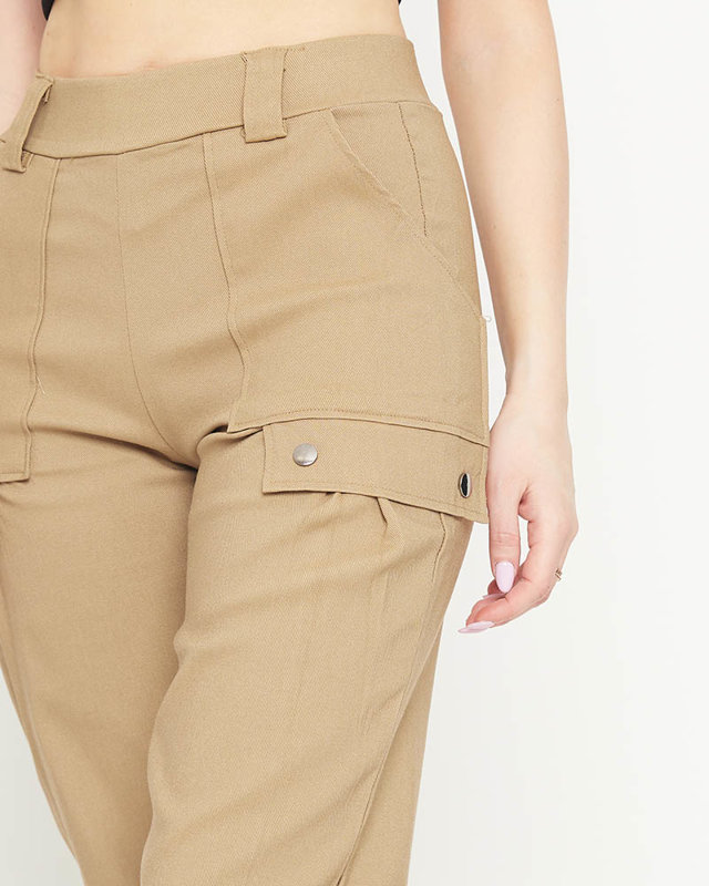 Beige Damen-Cargohose mit Bündchen - Bekleidung