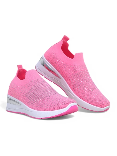 Royalfashion Schlupf-Wedge-Sneakers für Damen mit Strasssteinen Qelavise