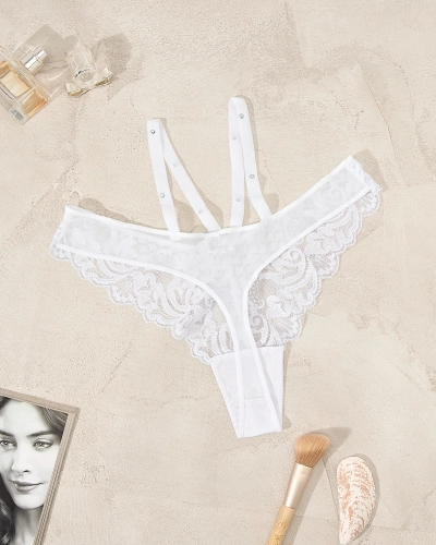 Royalfashion Damen-Tanga-Höschen aus Spitze in Weiß