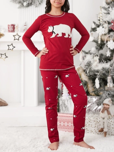 Royalfashion Weihnachtsbaum Baumwollkinderschlafanzug mit einem Eisbären