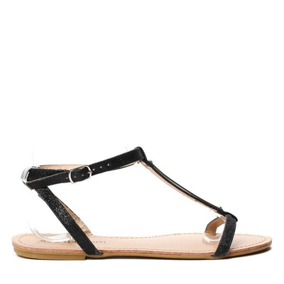 Czarne sandałki brokatowe Legacy- Obuwie