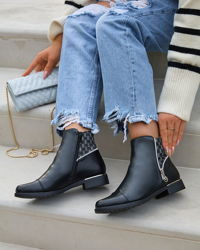 Royalfashion Schwarz Damenstiefel a'la sztyblety Orlaa