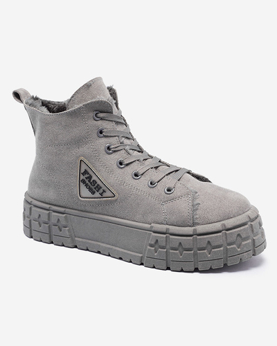 Graue Damenstiefel aus Öko-Wildleder mit Isolierung Zephyr - Schuhe