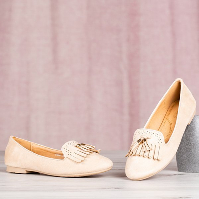 Tausendima beige Mokassins mit Fransen - Schuhe