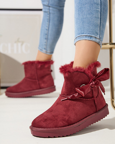 OUTLET Maroon Damen-Schneestiefel mit Schleife Rimms- Footwear
