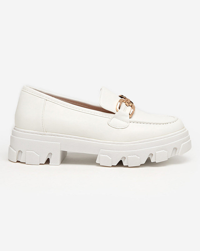 OUTLET Weiße Damenschuhe mit goldener Verzierung Meritso - Schuhe