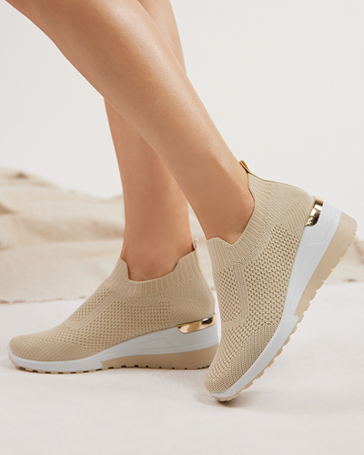 OUTLET Beige Damen Sportschuhe mit Keilabsatz Rishmia - Footwear