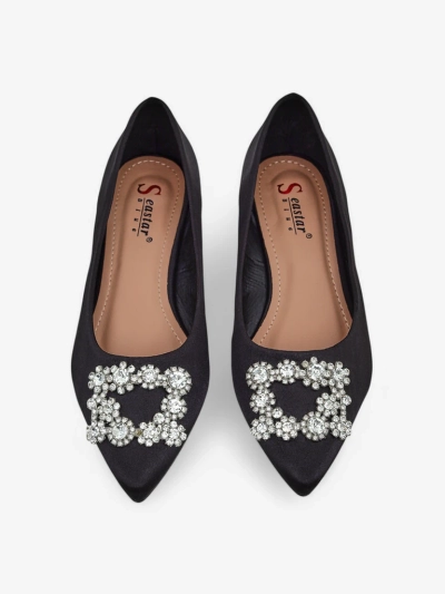 Royalfashion Damen Ballerinas aus satinähnlichem Material mit einer Schnalle Legant