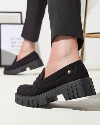 Schwarze Öko-Wildleder-Mokassins für Damen Siherta- Footwear