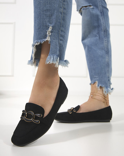 Schwarze Damenmokassins mit Olly-Dekoration - Schuhe