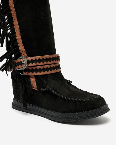 Royalfashion Schwarze Damenstiefel mit verstecktem Anker Figerra