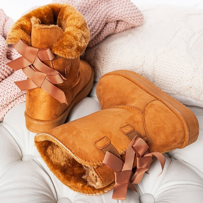 Braune Mukluki-Schneeschuhe mit Schleifen Snowy - Footwear 1