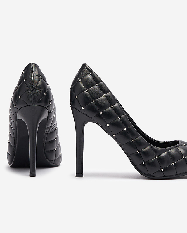 Gesteppte Stöckelschuhe für Damen mit Stöckelspitze in schwarz Mawelo-Schuhe