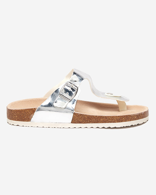 Сріблясті металеві тапочки жіночі Елоці шльопанці - Взуття