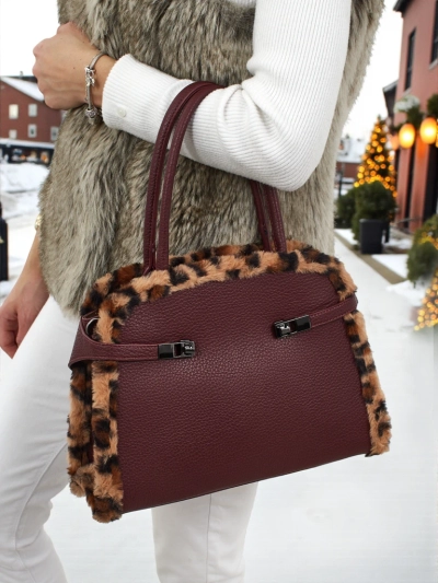 Kleine Damenhandtasche aus Öko-Leder mit Leopardenmuster Panthory