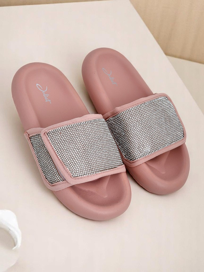 Royalfashion Damen Pantoletten mit flacher Sohle Sparkle Step