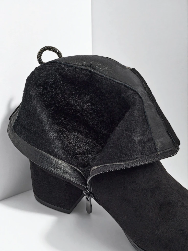 Damen Stiefeletten Ornella aus Wildlederimitat mit Blockabsatz