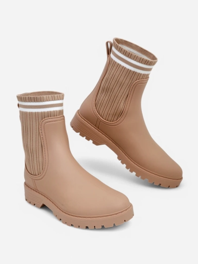 Royalfashion Damenregenschuhe mit hohem Stoffeinsatz Scarlesa