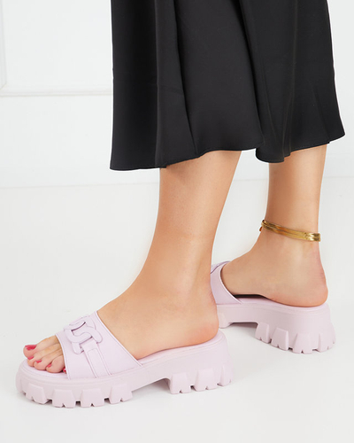 OUTLET Violette Damenhausschuhe auf dicker Sohle Inza-Shoes