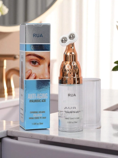 Augenserum mit Doppelroller, Hyaluronsäure und Kollagen - spendet Feuchtigkeit, strafft und regeneriert
