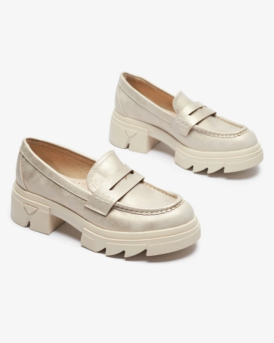 Gold Damen Öko-Leder Mokassins Sepop- Footwear