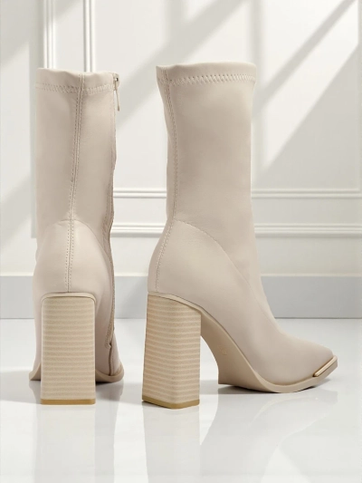 Damen Stiefeletten aus Öko-Leder mit Blockabsatz Morvella