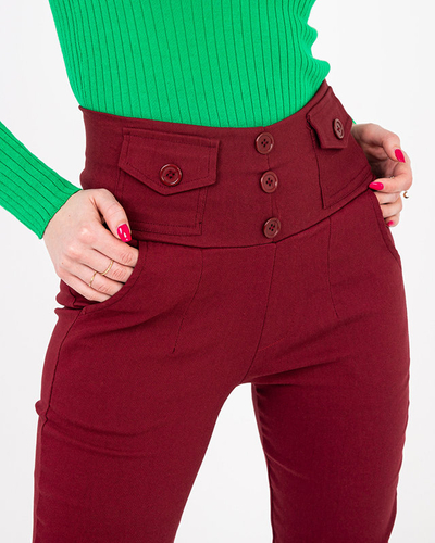 Kastanienbraune Treggings für Damen mit Knöpfen - Kleidung