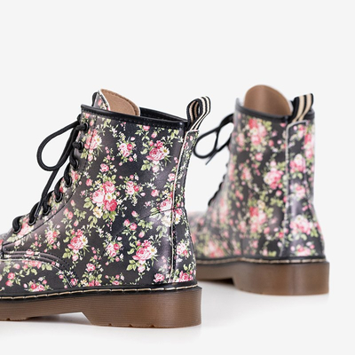 Чорні жіночі черевики-воркери з квітковим принтом Ornellia - Взуття